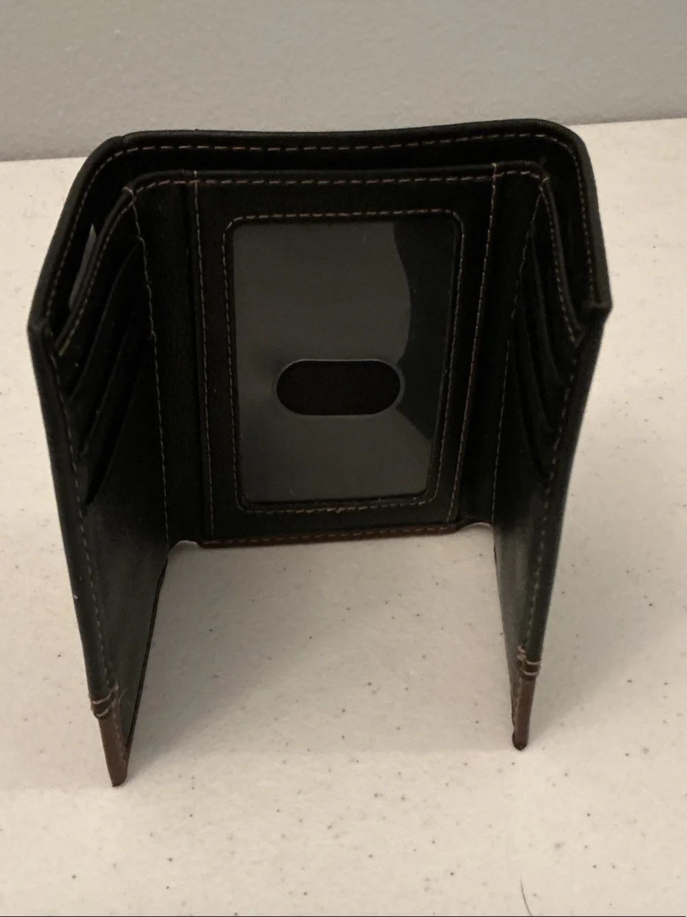 Columbia Black and Brown Trifold Leather Wallet